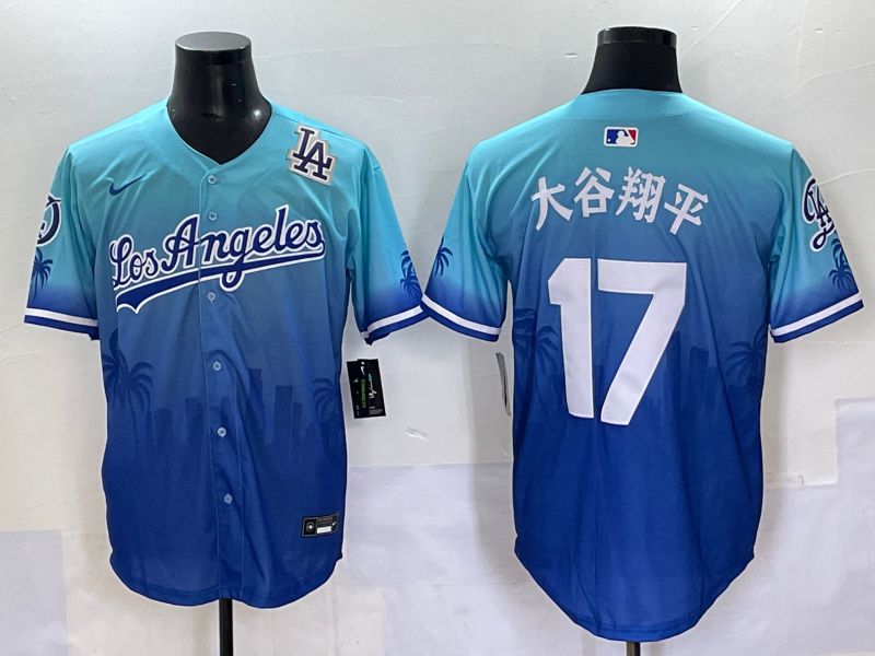 Men 2025 Los Angeles Dodgers #17 Ohtani Blue Nike MLB Jersey Daoqite style 12->los angeles dodgers->MLB Jersey